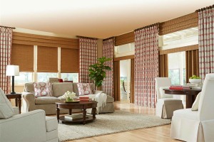 Woven wood shades with side panels